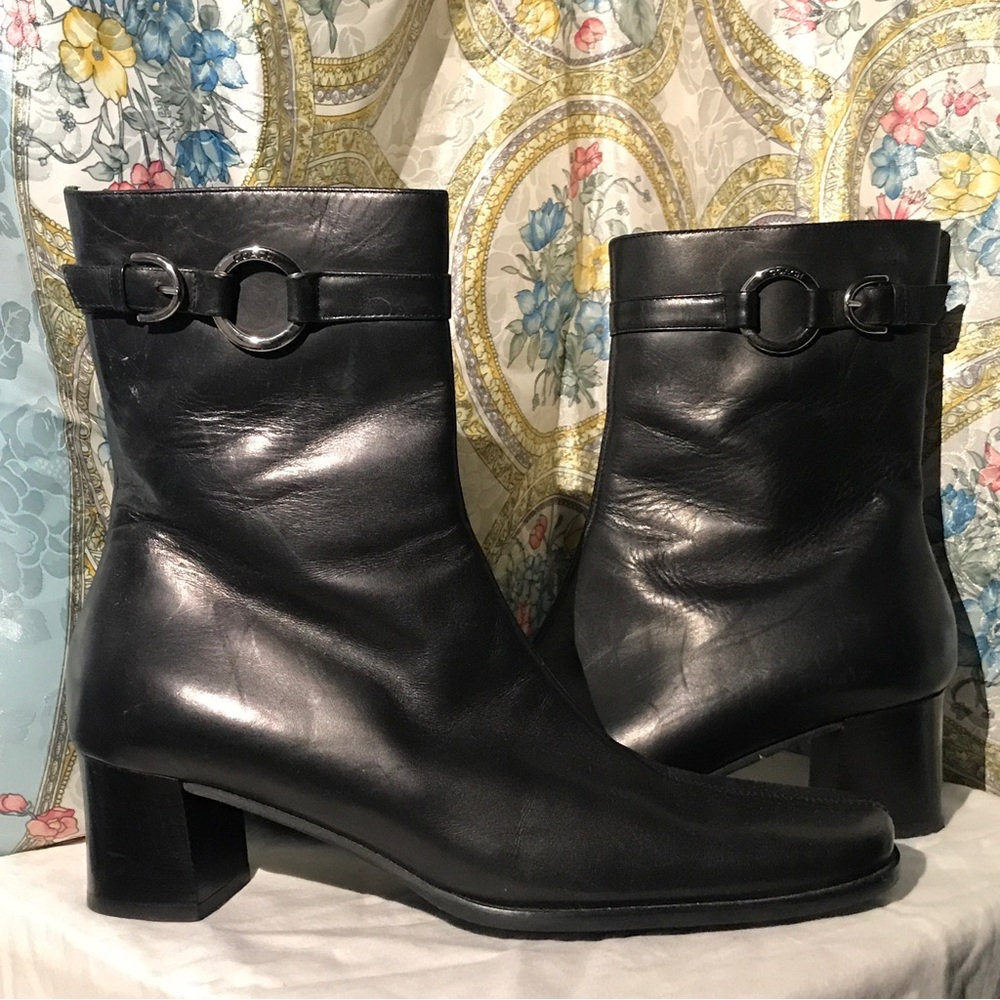 Coach Women's Irina Black Leather Zip Mid-Calf Boots SIZE 9B